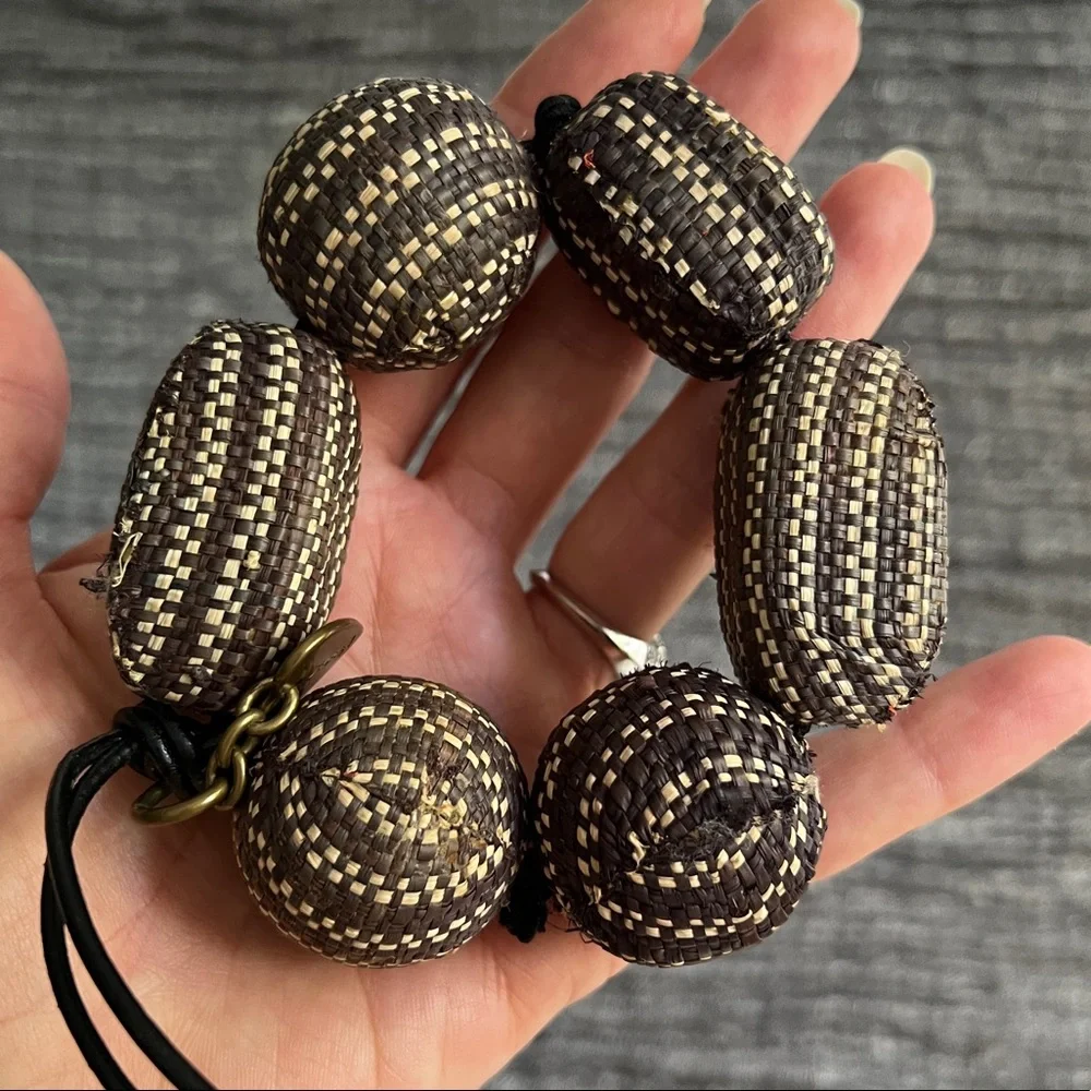 Saint Laurent YSL Logo Chunky Raffia Boho Bracelet - Picture 2 of 3